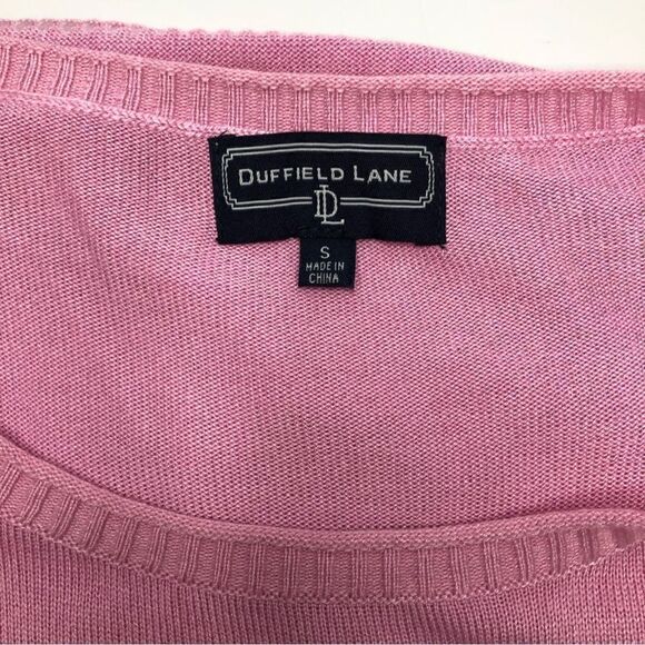 Dunffield Lane Pink Sweater Bicycle Print Silk Blend Barbie Pink Size Small - Picture 7 of 10